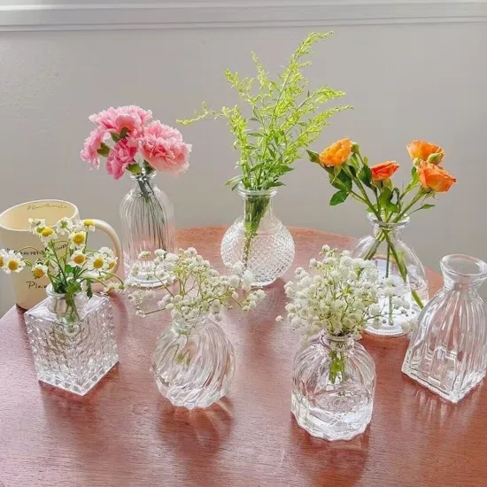 Mini décorations Vintage transparentes et mignonnes, Vases en verre pour décoration de Table de maison, pour mariage rustique