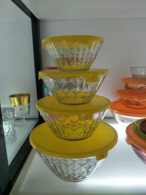 Bol en verre fabriqué en Chine avec un bol en verre de couvercle en conservation