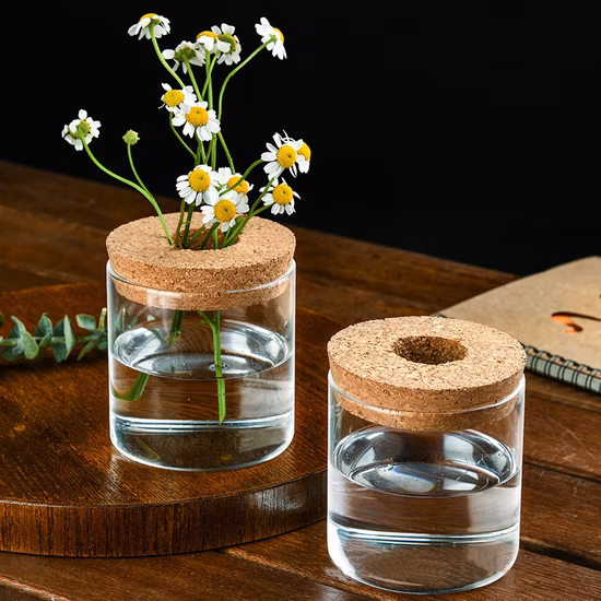 Bougeoir en verre de décoration de maison, Vase en verre à Double usage
